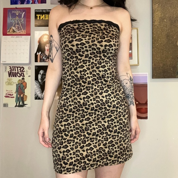 Vintage Bodycon Leopard Slip Dress - Picture 1 of 3